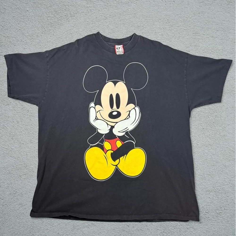 Vintage 90s Disney Mickey Mouse Super Size Single Stitch T Shirt Black USA Made